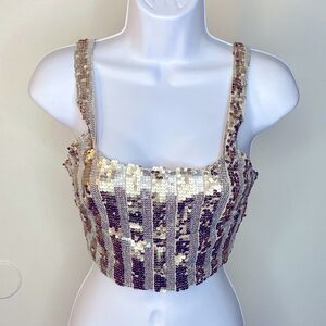 NEW…Champagne/Silver sequins crop top size S (small) from Forever21